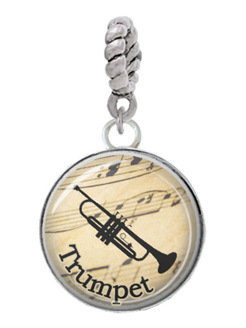 Domed Music - Trumpet Rope Charm Bead Dangle