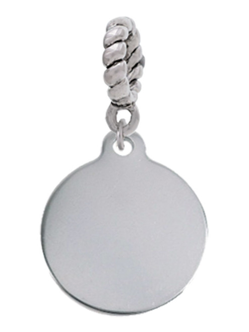 Stainless Steel Disc Rope Charm Bead Dangle