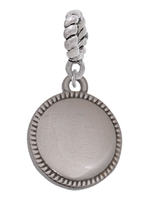Stainless Steel Disc with Border Rope Charm Bead Dangle