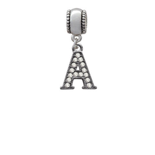 Crystal Black Initial - A - Beaded Border - Charm Bead Dangle