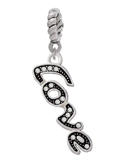 Script ''Love'' with Clear Crystals Rope Charm Bead Dangle