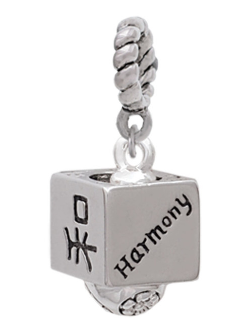Chinese Symbol Harmony Square Spinner Rope Charm Bead Dangle