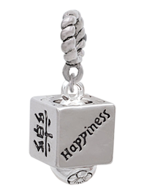 Chinese Symbol Happiness Square Spinner Rope Charm Bead Dangle