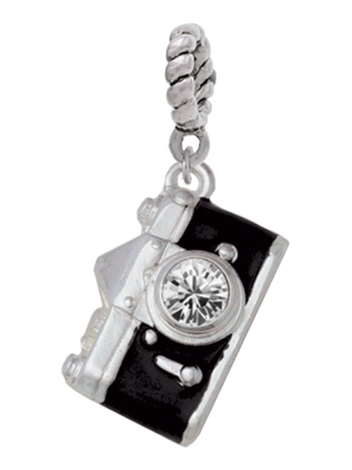 Black Camera Rope Charm Bead Dangle