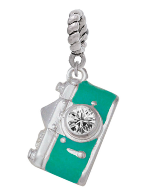 Teal Camera Rope Charm Bead Dangle