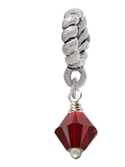 January - Maroon - 6mm Crystal Bicone Rope Charm Bead Dangle