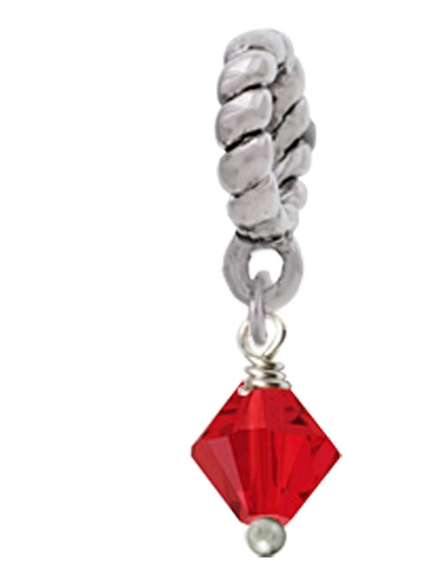 July - Red - 6mm Crystal Bicone Rope Charm Bead Dangle
