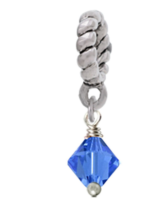September - Blue - 6mm Crystal Bicone Rope Charm Bead Dangle