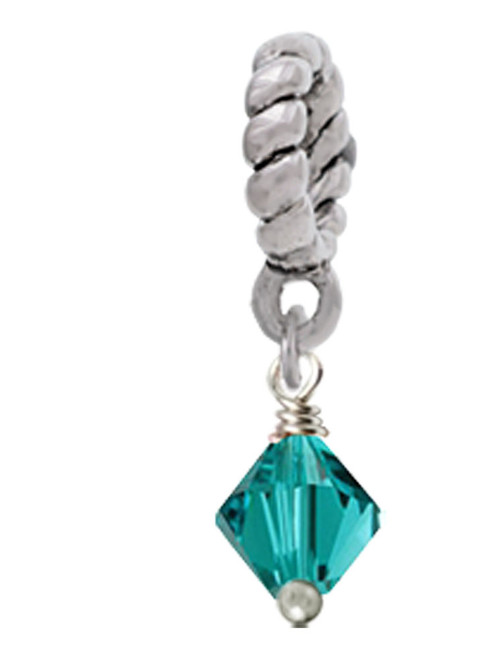 December - Teal - 6mm Crystal Bicone Rope Charm Bead Dangle