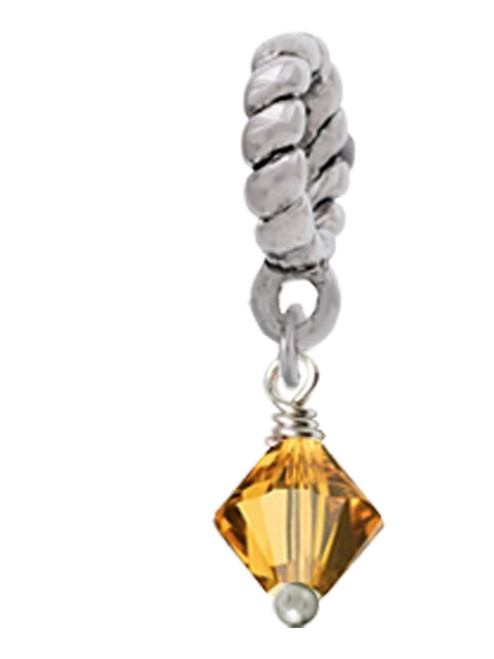 November - Yellow - 6mm Crystal Bicone Rope Charm Bead Dangle