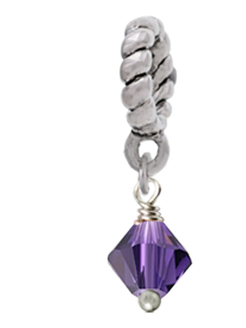 Purple Velvet - 6mm Crystal Bicone Rope Charm Bead Dangle