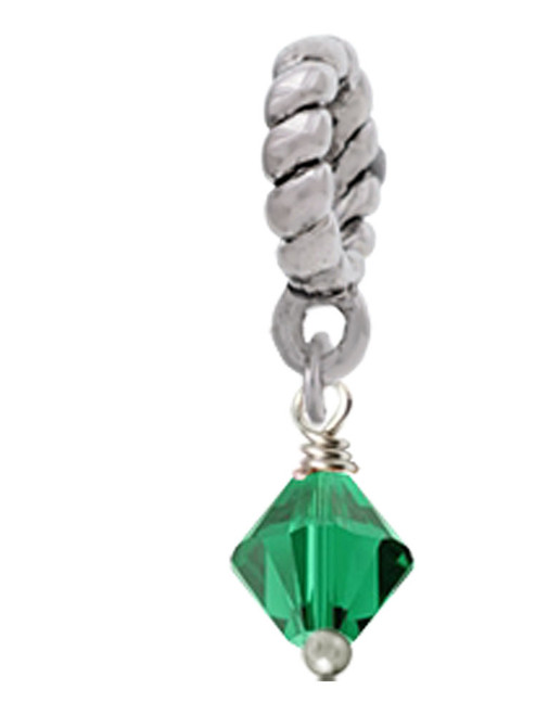 May - Green - 6mm Crystal Bicone Rope Charm Bead Dangle