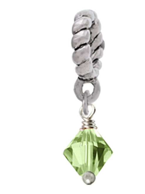 August - Lime Green - 6mm Crystal Bicone Rope Charm Bead Dangle