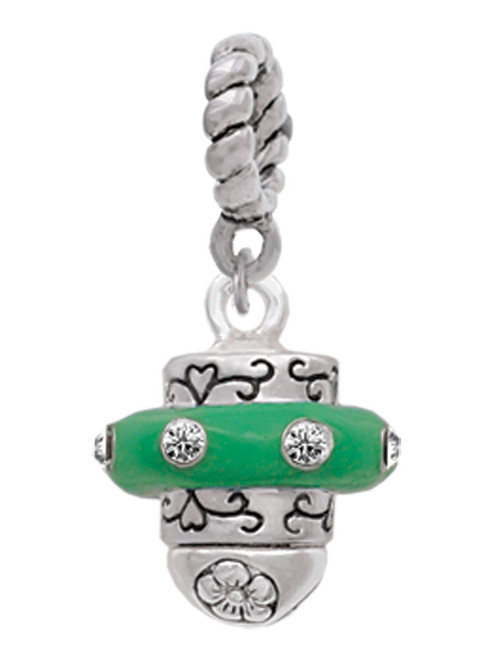 Crystal Green Spinner Rope Charm Bead Dangle