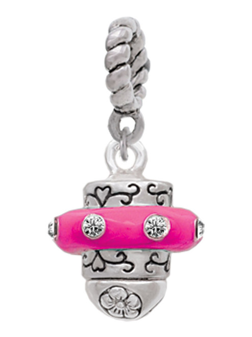 Crystal Hot Pink Spinner Rope Charm Bead Dangle