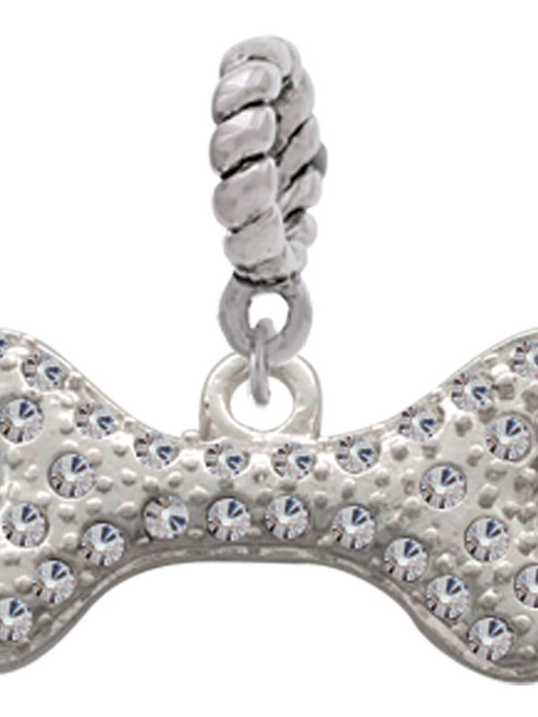 Large Clear Crystal Dog Bone Rope Charm Bead Dangle