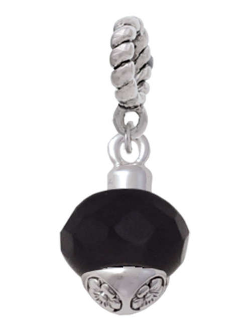 12mm Faceted Black Glass Spinner Rope Charm Bead Dangle