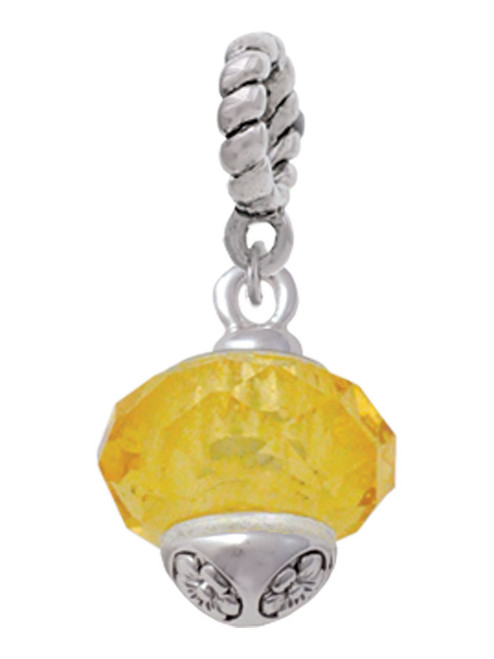 Yellow Faceted Glass Spinner Rope Charm Bead Dangle