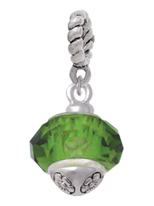 Green Faceted Glass Spinner Rope Charm Bead Dangle