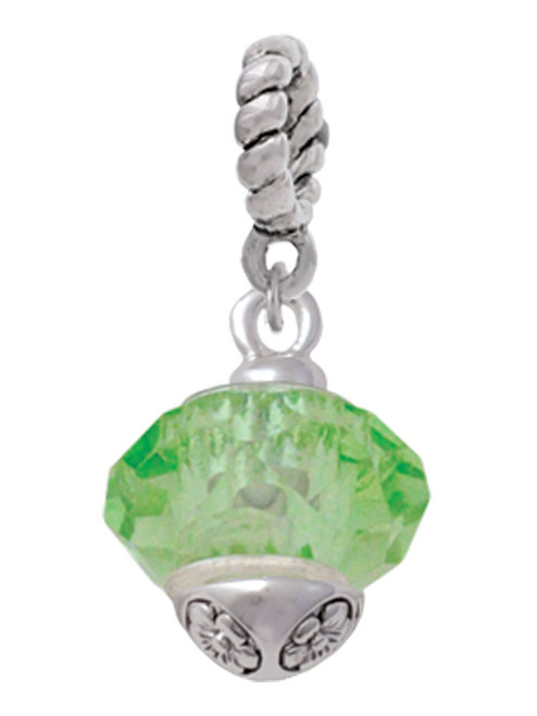Lime Green Faceted Glass Spinner Rope Charm Bead Dangle