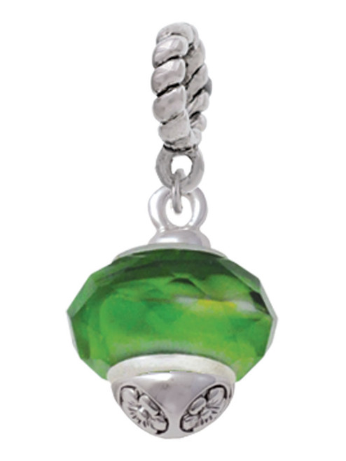 Green & Yellow Faceted Glass Spinner Rope Charm Bead Dangle