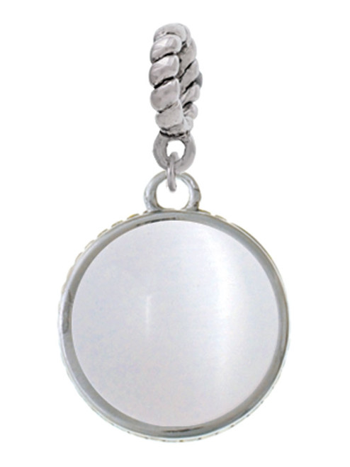 Round - Imitation Cat's Eye - White - Rope Charm Bead Dangle