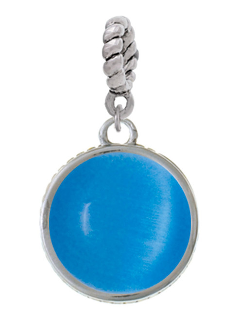Round - Imitation Cat's Eye - Dark Teal - Rope Charm Bead Dangle