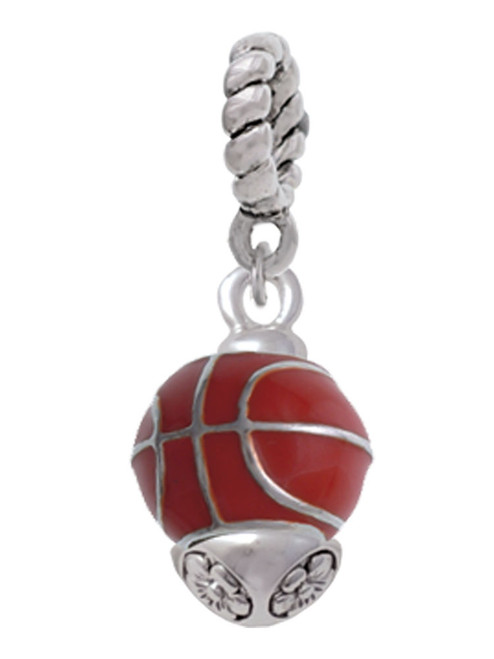 3-D Enamel Basketball Spinner Rope Charm Bead Dangle