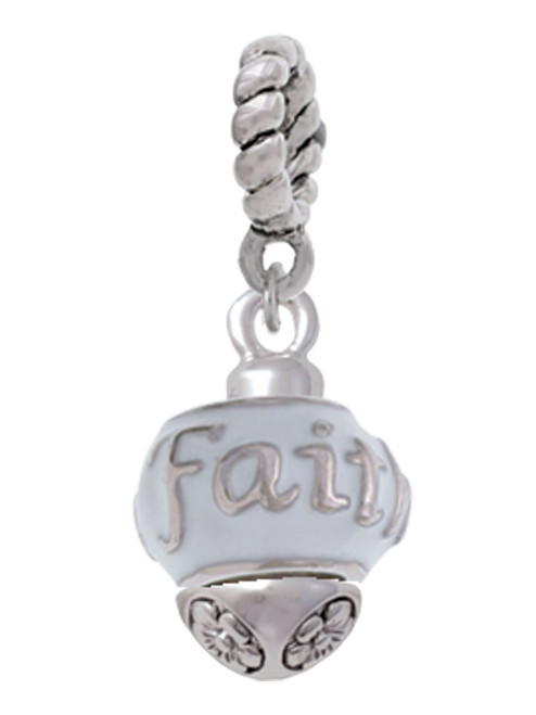 Faith on White Spinners Rope Charm Bead Dangle