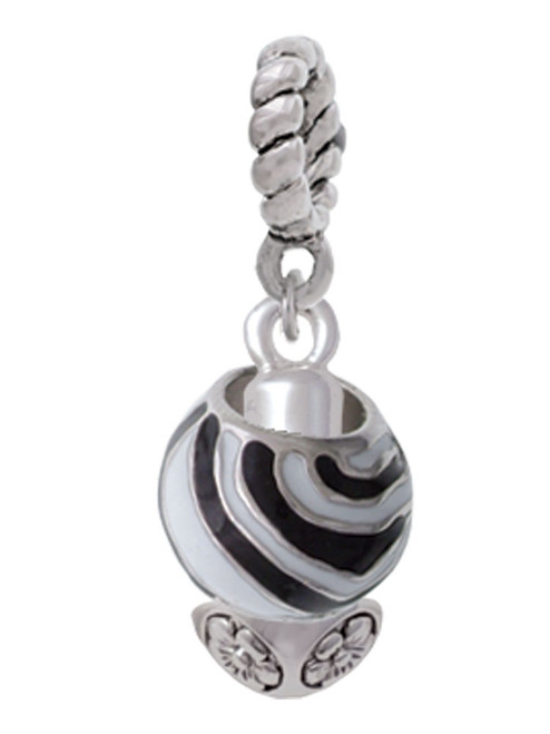 Wide Zebra Print Spinners Rope Charm Bead Dangle