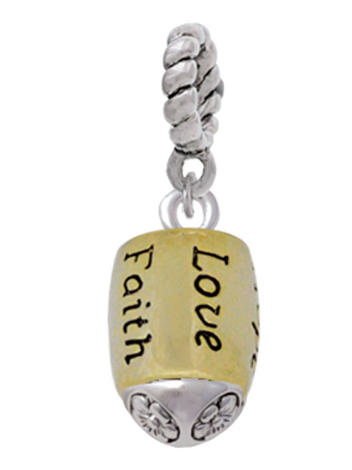 Love, Faith, Pray, Peace, Joy, Hope Gold Tone Spinner Rope Charm Bead Dangle