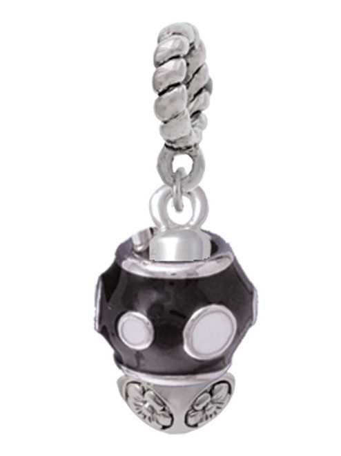 White Dots on Black Spinners Rope Charm Bead Dangle