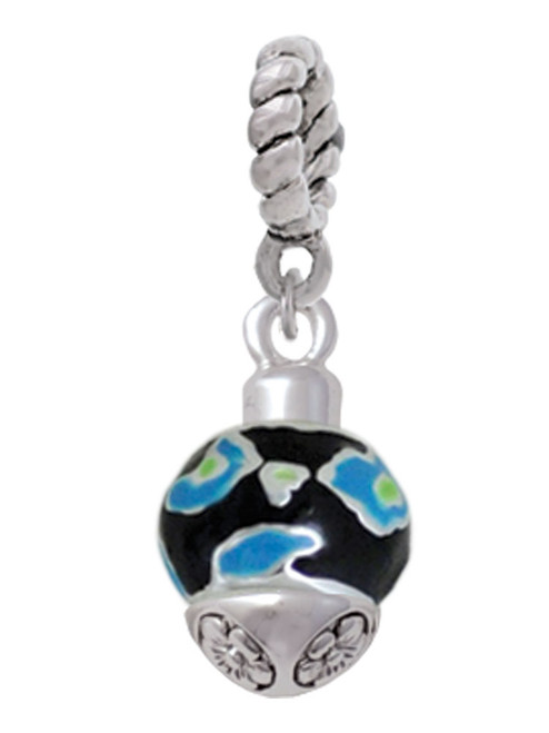 Wide Hot Blue Cheetah Print Band Spinner Rope Charm Bead Dangle