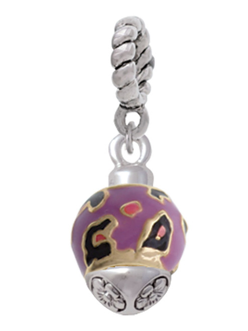 Hot Pink & Purple Wide Cheetah Print - Gold Tone Spinner Rope Charm Bead Dangle