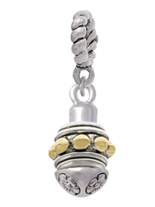 Large Gold Tone Bullets on Silver Tone Spinner Rope Charm Bead Dangle