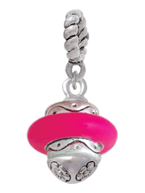 Hot Pink Center Spinner Rope Charm Bead Dangle