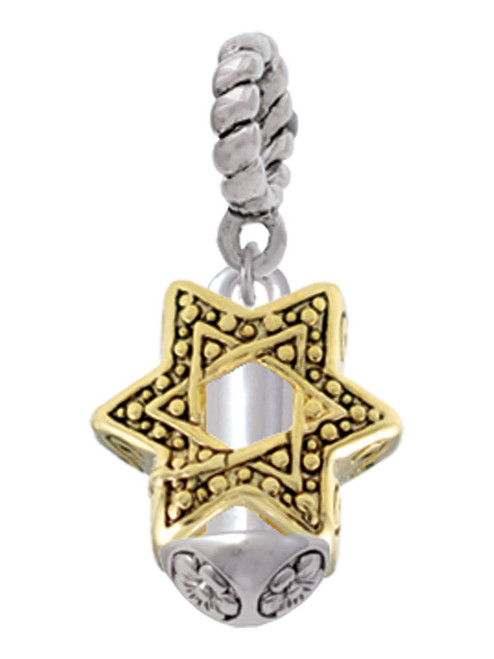 Star of David - Gold Tone Spinner Rope Charm Bead Dangle