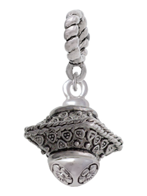 Large Fancy Square with Rope Border Spinner Rope Charm Bead Dangle