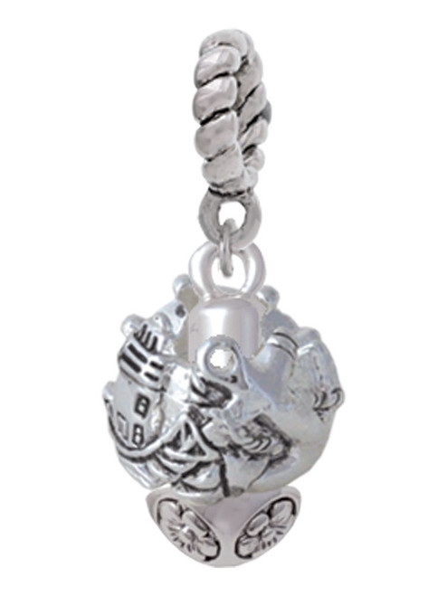 Lighthouse, Ship Wheel, Anchor Spinner Rope Charm Bead Dangle