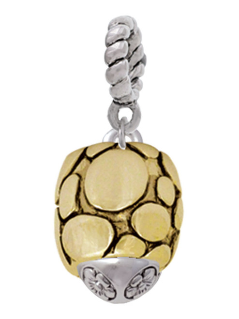 Flat Pebbles Gold Tone Spinner Rope Charm Bead Dangle