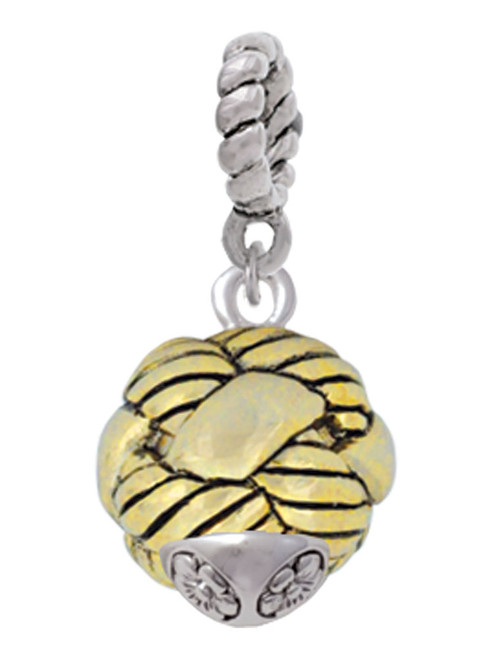 Large Woven Rope Gold Tone Spinner Rope Charm Bead Dangle