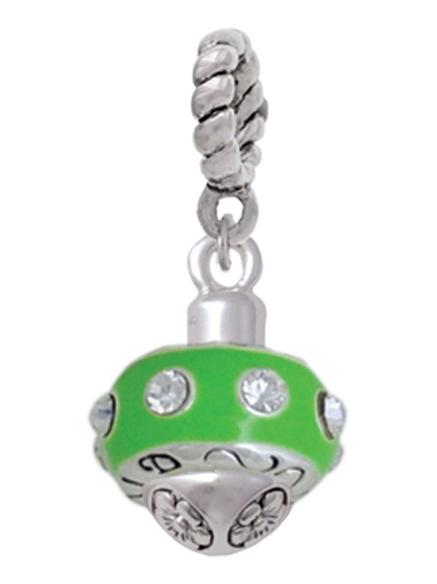 Lime Green with Crystals Spinner Rope Charm Bead Dangle