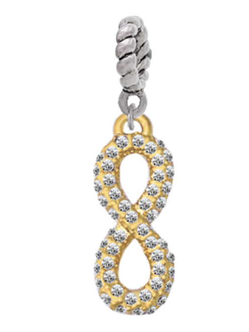 Crystal Gold Tone Infinity Sign Rope Charm Bead Dangle
