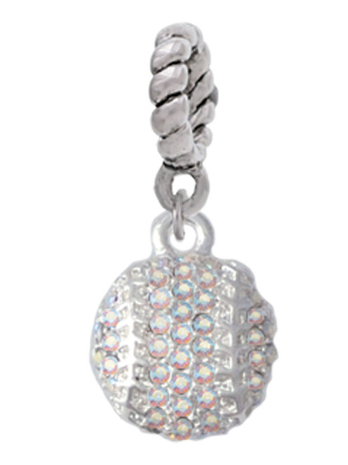 Small Sparkle Clear AB Softball Rope Charm Bead Dangle