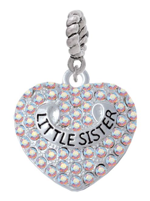 Little Sister on AB Crystal Heart Rope Charm Bead Dangle