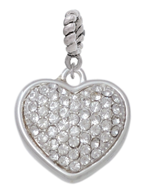 Large Rounded Clear Oktant Crystal Heart Rope Charm Bead Dangle