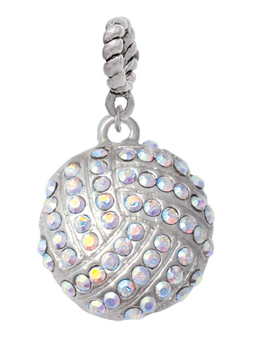 Large Super Sparkle Crystal Clear AB Volleyball Rope Charm Bead Dangle