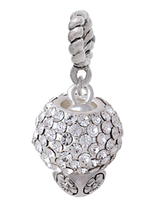 Clear Crystal Sparkle Spinner Rope Charm Bead Dangle