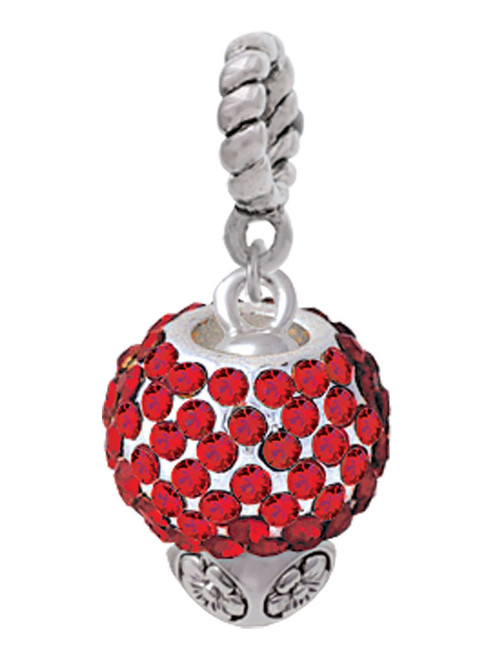 Red Crystal Sparkle Spinner Rope Charm Bead Dangle