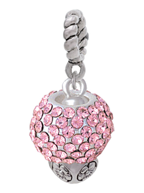 Pink Crystal Sparkle Spinner Rope Charm Bead Dangle